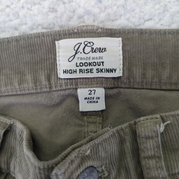 J.Crew Lookout High-rise Skinny Pants Corduroy Army Green Women 27 Stretch F5338 - Picture 7 of 9